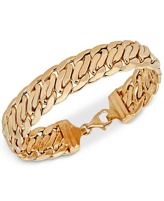 Wide Fancy Link Chain Bracelet in 14k Gold