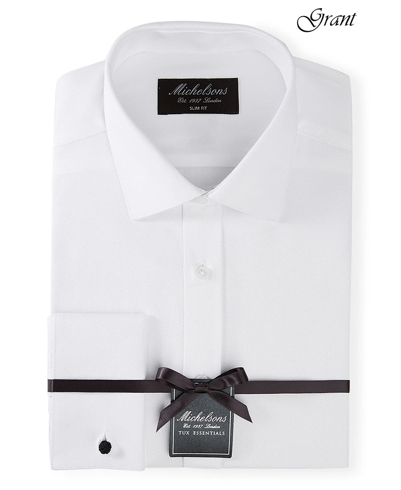 Michelsons of London Men's Slim-Fit Solid French Cuff Tuxedo Shirt