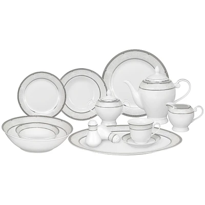 Lorren Home Trends Bolla 57 Piece Dinnerware Set, Service for 8