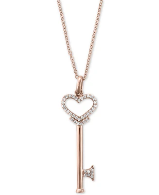 Effy Diamond Heart Key Pendant (1/5 ct. t.w.) 14k Rose Gold
