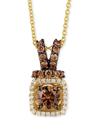 Le Vian Chocolatier Diamond Halo 18" Pendant Necklace (3/4 ct. t.w.) in 14k Gold