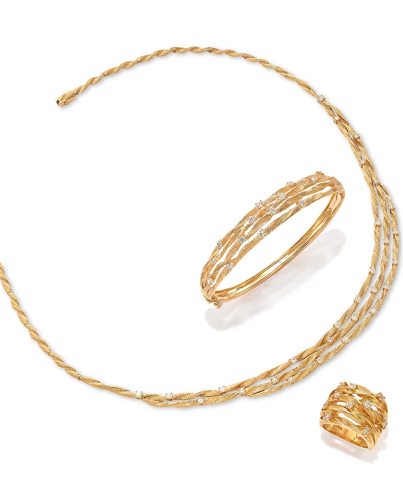 D'Oro by Effy Diamond Textured Bangle (1 ct. t.w.) in 14k Yellow Gold