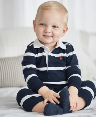 Polo Ralph Lauren Baby Boys Striped Rugby Cotton Coverall