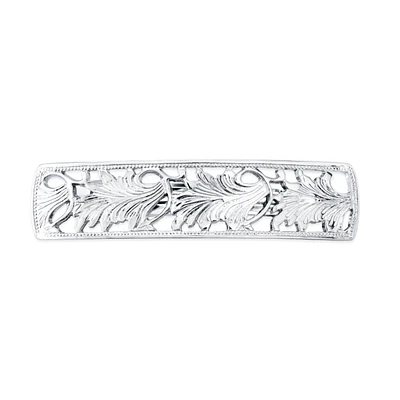 2028 Silver-Tone Barrette with Leaf Motifs