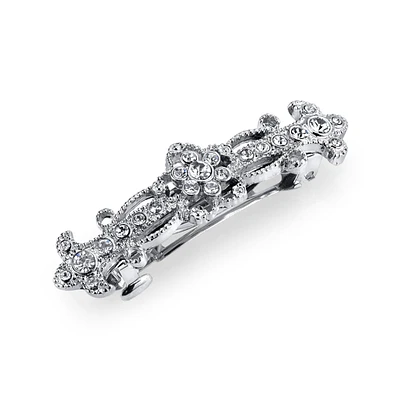 2028 Silver-Tone Crystal Small Barrette