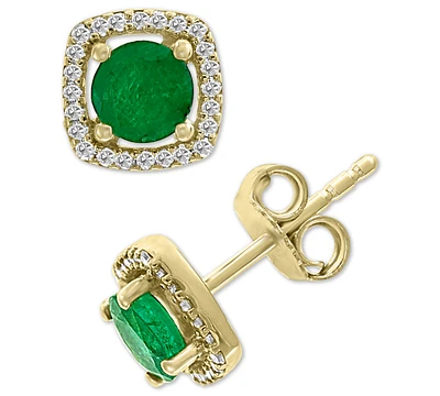 Effy Emerald (1 ct. t.w.) & Diamond (1/8 ct. t.w.) Stud Earrings in 14k Gold