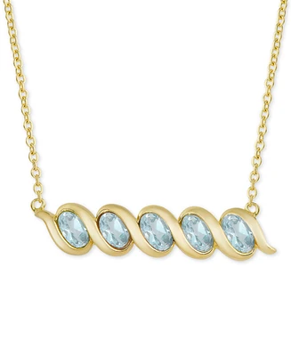 Gemstone 18" Pendant Necklace set in 18k Gold-Plated Sterling Silver