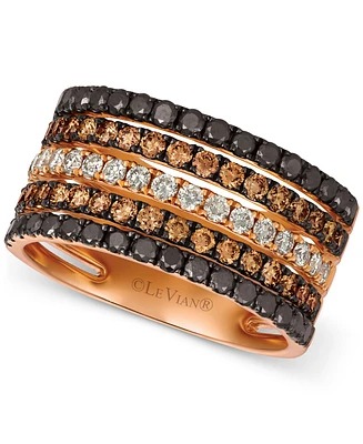 Le Vian Chocolate Layer Cake Blackberry Diamonds, Chocolate Diamonds & Nude Diamonds Statement Ring (1-5/8 ct. t.w.) in 14k Rose