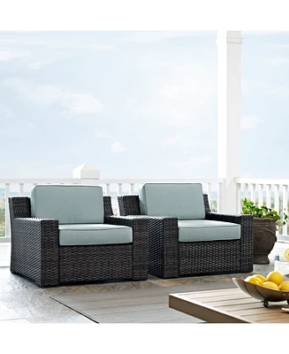Beaufort 2 Piece Outdoor Wicker Seating Set With Mist Cushion - 2 Outdoor Wicker Chairs