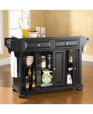 Alexandria Solid Black Granite Top Kitchen Island