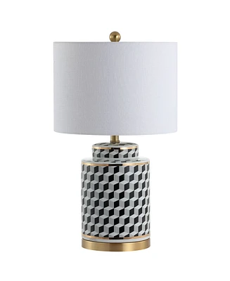 Jonathan Y Ellie 24.5" Tumbling Block Ceramic,Metal Led Table Lamp