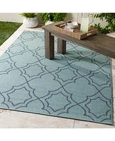 Closeout! Livabliss Alfresco Alf-9652 Aqua 8'9" Round Area Rug, Indoor/Outdoor
