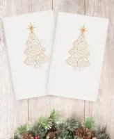 Linum Home Christmas Tree Scroll 100 Turkish Cotton Hand Towel