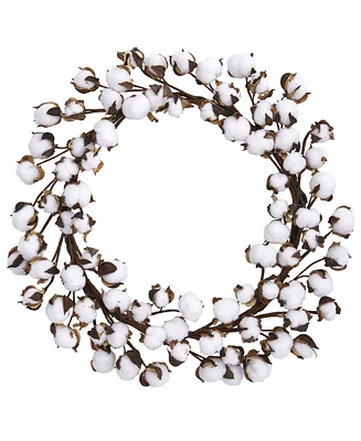 Nearly Natural 20" Cotton Ball Wreath