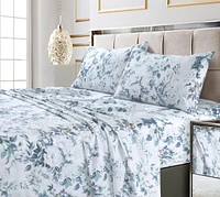 Tribeca Living Vernazza Printed 300 Thread Count Cotton Sateen Extra Deep Pocket Sheet Set