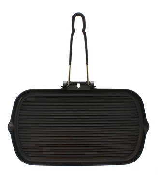 Chasseur French Cast Iron 14" Rectangle Grill With Folding Handle