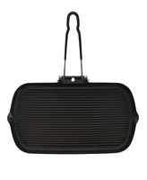 Chasseur French Cast Iron 14" Rectangle Grill With Folding Handle