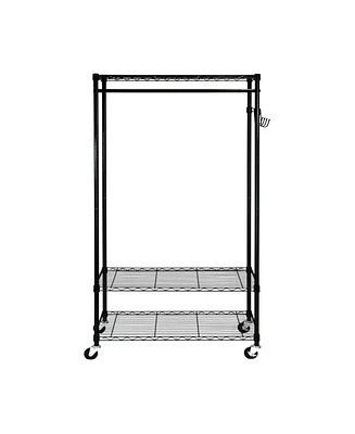 Oceanstar Garment Rack with Adjustable Shelves with Hooks