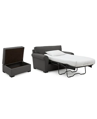 Closeout! Astra 59" Fabric Chair Bed & 36" Storage Ottoman Set, Created for Macy's