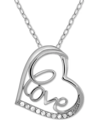 Diamond Love Heart 18" Pendant Necklace (1/10 ct. t.w.) in Sterling Silver