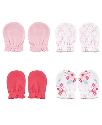 Luvable Friends Baby Girl Cotton Scratch Mittens 4pk