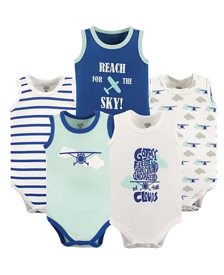 Luvable Friends Baby Boys Sleeveless Cotton Snap-Crotch Undershirts