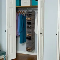 Household Essentials Gray Linen 10-Shelf Hanging Shoe Organizer