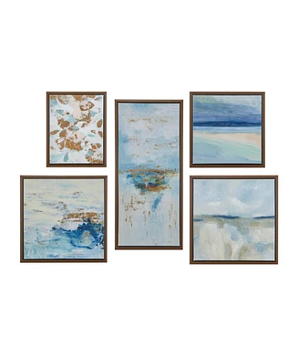 Madison Park Blue Horizon Gallery Art with Bronze Frame Set of 5
