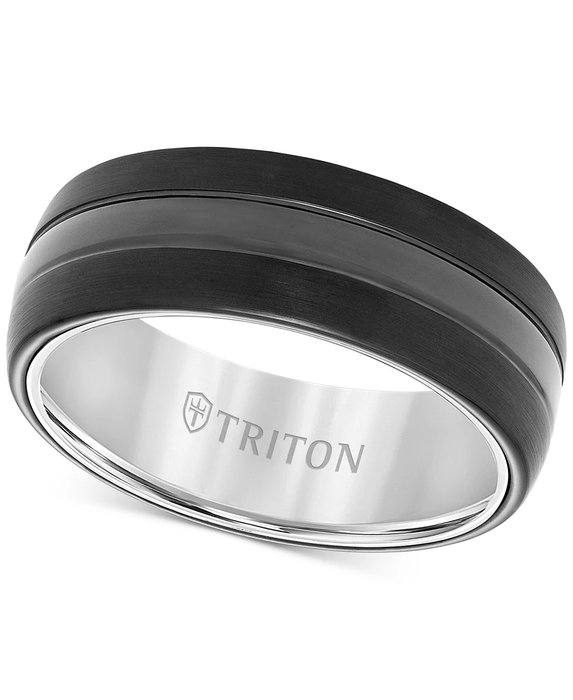 Men's Satin Finish Band Black Tungsten Carbide