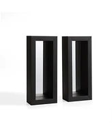 Danya B. Set of 2 Vertical Mirror Pillar Candle Sconces with Metal Frame