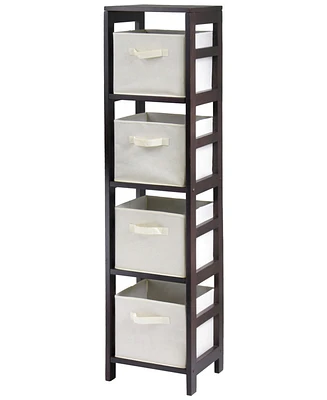 Winsome Capri 4-Section N Storage Shelf with 4 Foldable Fabric Baskets