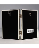 Lawrence Frames Polished Silver Plate Hinged Double Picture Frame - Bead Border Design