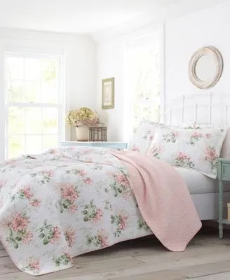 Laura Ashley Honeysuckle Cotton Reversible Quilt Sets