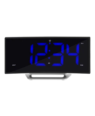 La Crosse Technology 1.8" Curved Blue Led Atomic Dual Alarm Clock