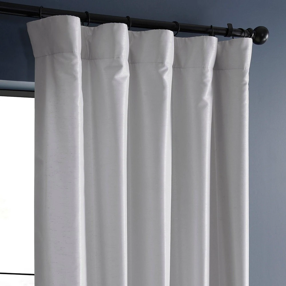 Half Price Drapes Ice Vintage Textured Faux Dupioni Silk Curtain
