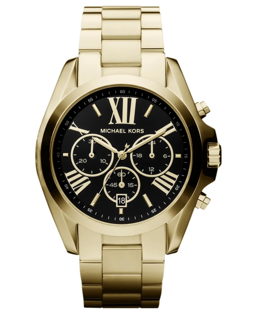 Michael Kors Unisex Chronograph Bradshaw Gold-Tone Stainless Steel Bracelet Watch 43mm MK5739