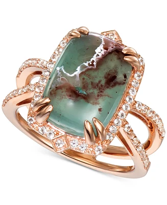 Le Vian Peacock Aquaprase (14 x 10mm) & Vanilla Topaz (1/3 ct. t.w.) Statement Ring 14k Rose Gold