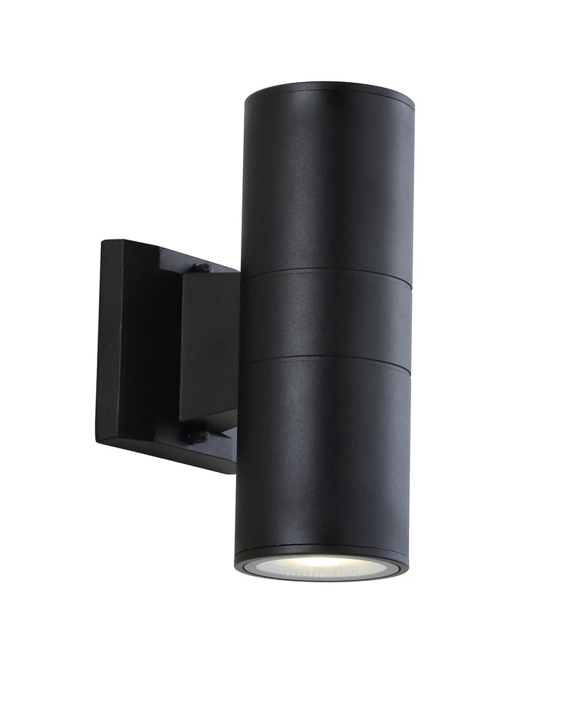 Jonathan Y Duo 9.75" Cylinder Outdoor Metal/Glass Integrated Led Sconce with Uplight