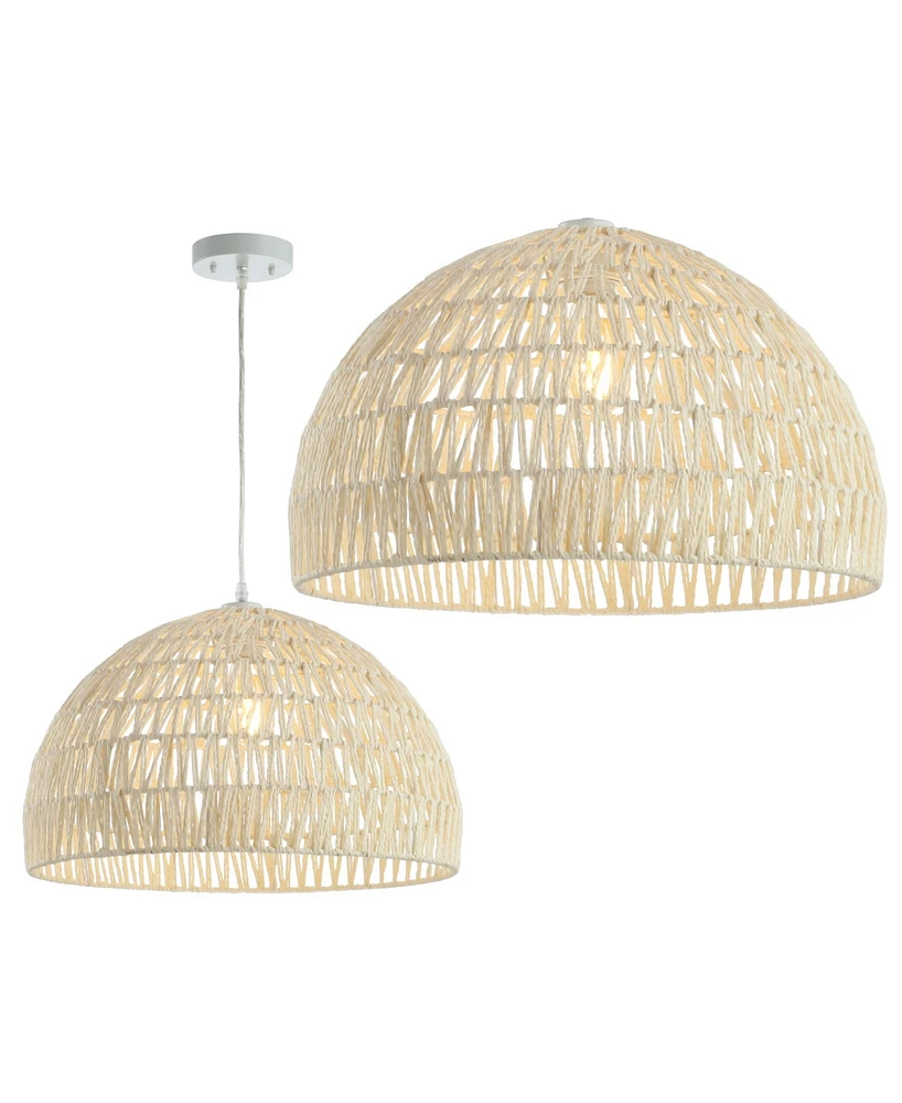 Jonathan Y Campana 20" Woven Rattan Dome Led Pendant