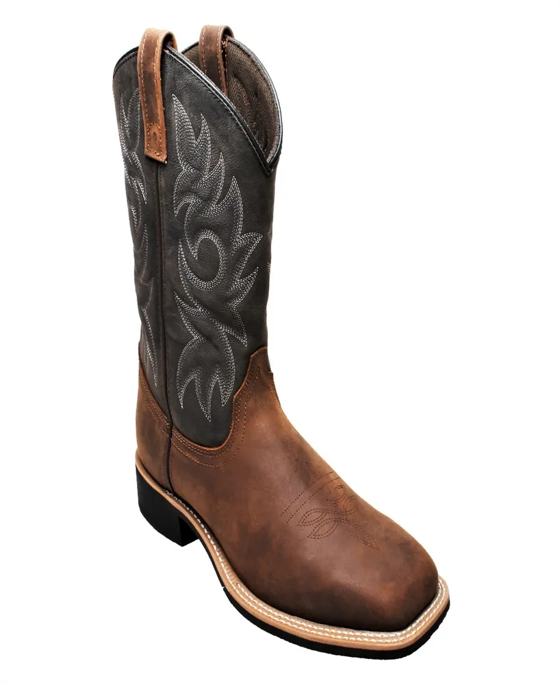 AdTec Men's 12" Work Western Square Toe Black/Brown