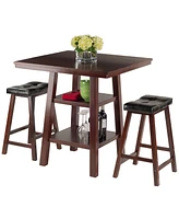 Orlando 3-Piece Set High Table, 2 Shelves with Cushion Seat Stools