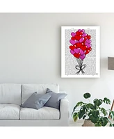 Fab Funky Valentine Heart Balloon Illustration Canvas Art - 15.5" x 21"