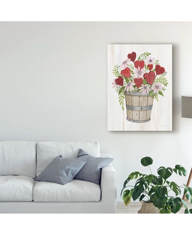 Kathleen Parr Mckenna Rustic Valentine Bushel Basket Canvas Art - 20" x 25"