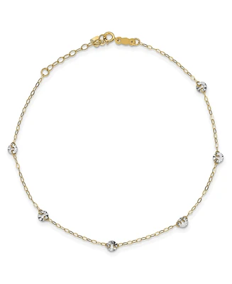 Circle Disc Anklet in 14k White and Yellow Gold