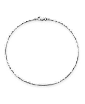 Box Chain Anklet in 14k White Gold