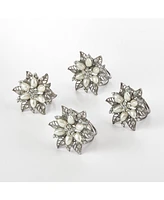 Saro Lifestyle Bejeweled Flower Design Napkin Ring, Set of 4