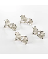 Saro Lifestyle Ginko Design Napkin Ring Ginko Napkin Ring, Set of 4