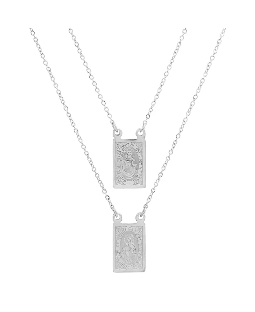 Steeltime Men's Stainless Steel Religious Escapulario Style Reversable Necklace