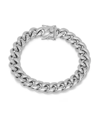Steeltime Men's Stainless Steel Miami Cuban Chain Link Style Bracelet with 12mm Box Clasp Bracelet