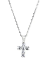Diamond Baby Cross 18" Pendant Necklace (1/5 ct. t.w.) 14k White, Yellow or Rose Gold